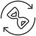 hourglass inside circular arrows