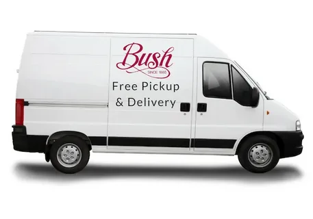 White pickup van used for laundry service